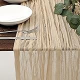DOLOPL Beige Cheesecloth Table Runner 13.3ft Boho