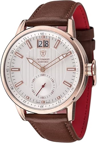 Detomaso Cervino Dt1060 A Men S Watch Quartz Stainless Steel Case Leather Strap Sapphire Glass Swiss Made Classic Silver Brown Amazon Co Uk Watches