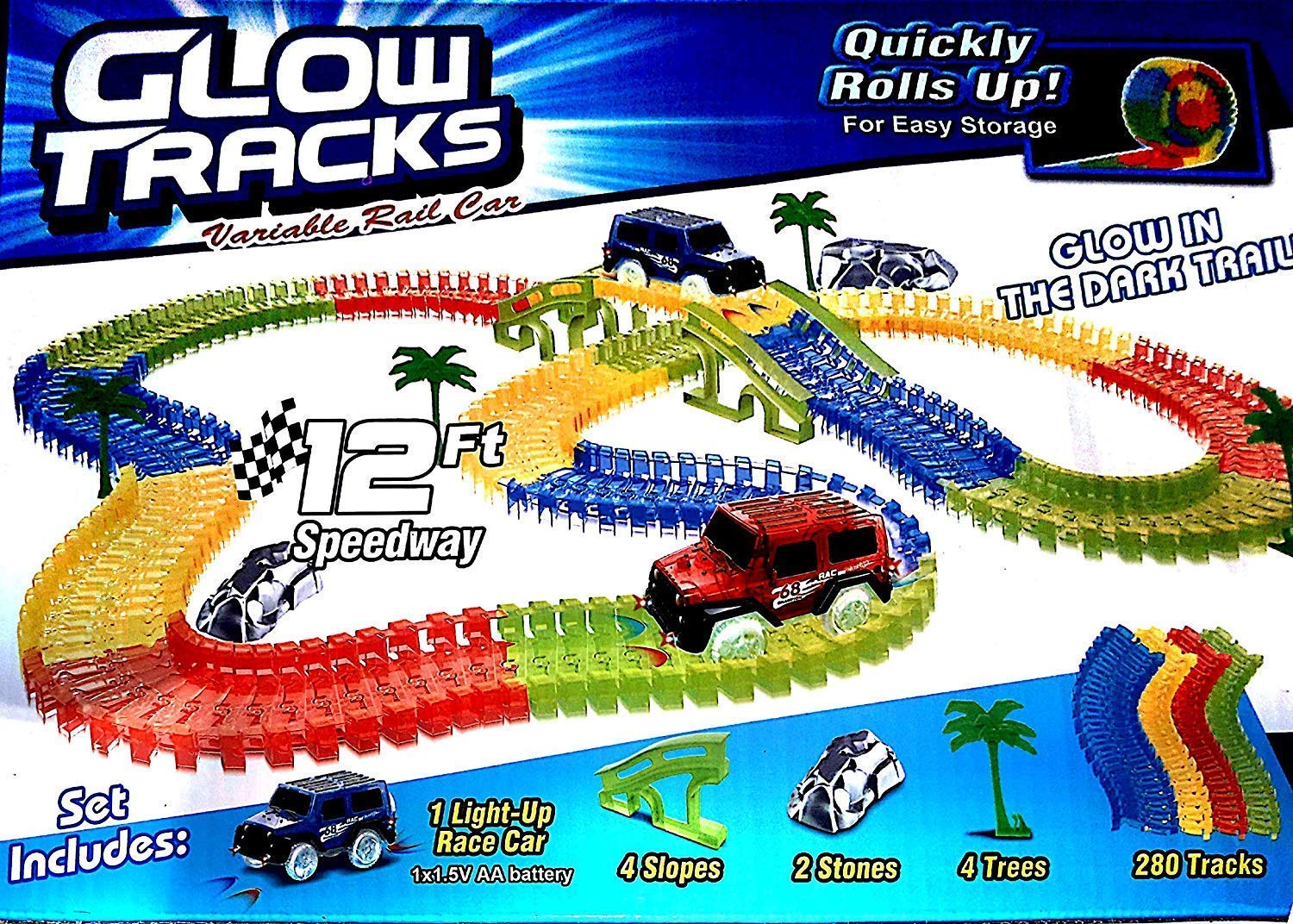 glowing race car set
