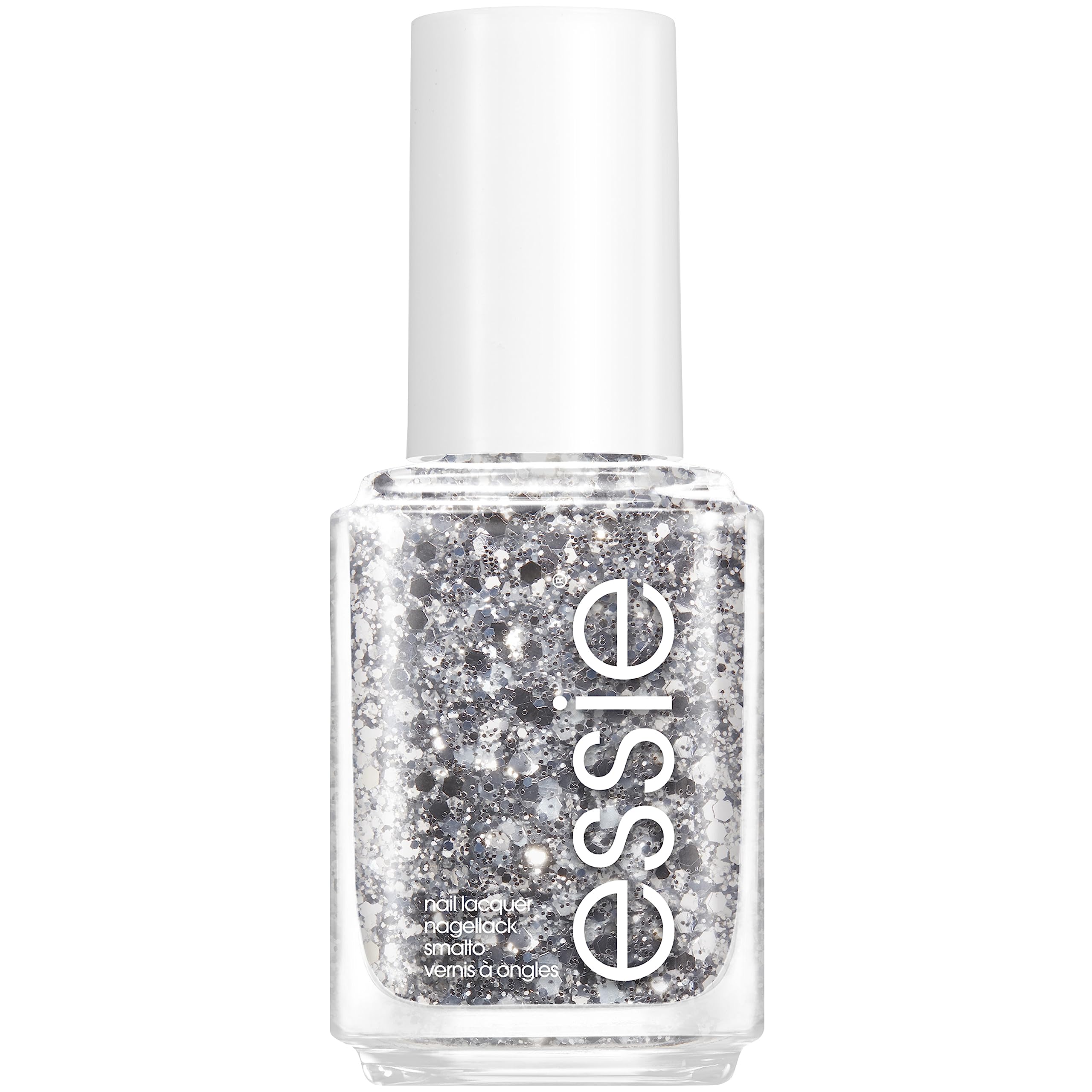 Essie Nail Polish Original, Set In Stones, Glitter Nail Polish, Silver Polish, Silver Glitter, Glossy Shine and High Coverage, Salon Quality Finish, Vegan Formula
