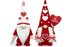 CRCZK Valentines Day Gnomes, 2 Pack Mr & Mrs Valentine Gnomes Decorations for Home - Handmade Swedish Tomte Gnomes Plush Ornaments Valentine's Day Party Supplies