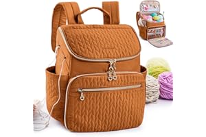 MYBAGZING Knitting Bag Backpack, Large Crochet Backpack - Crochet Bag Organizer, Yarn Storage Organizer - Yarn Holder with 10 Pockets for Crochet Accessories, Knitting & Crochet Supplies, Crochet Gift