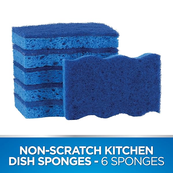 DAWN NON-SCRATCH KITCHEN DISH SPONGES, BLUE (PACK OF 6)