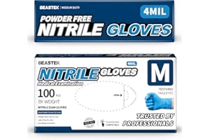 Beastek Blue Nitrile Exam Gloves, 4 Mil Disposable Powder-Free Latex-Free Medical Food Safe Cooking Cleaning Gloves, 100 Pcs