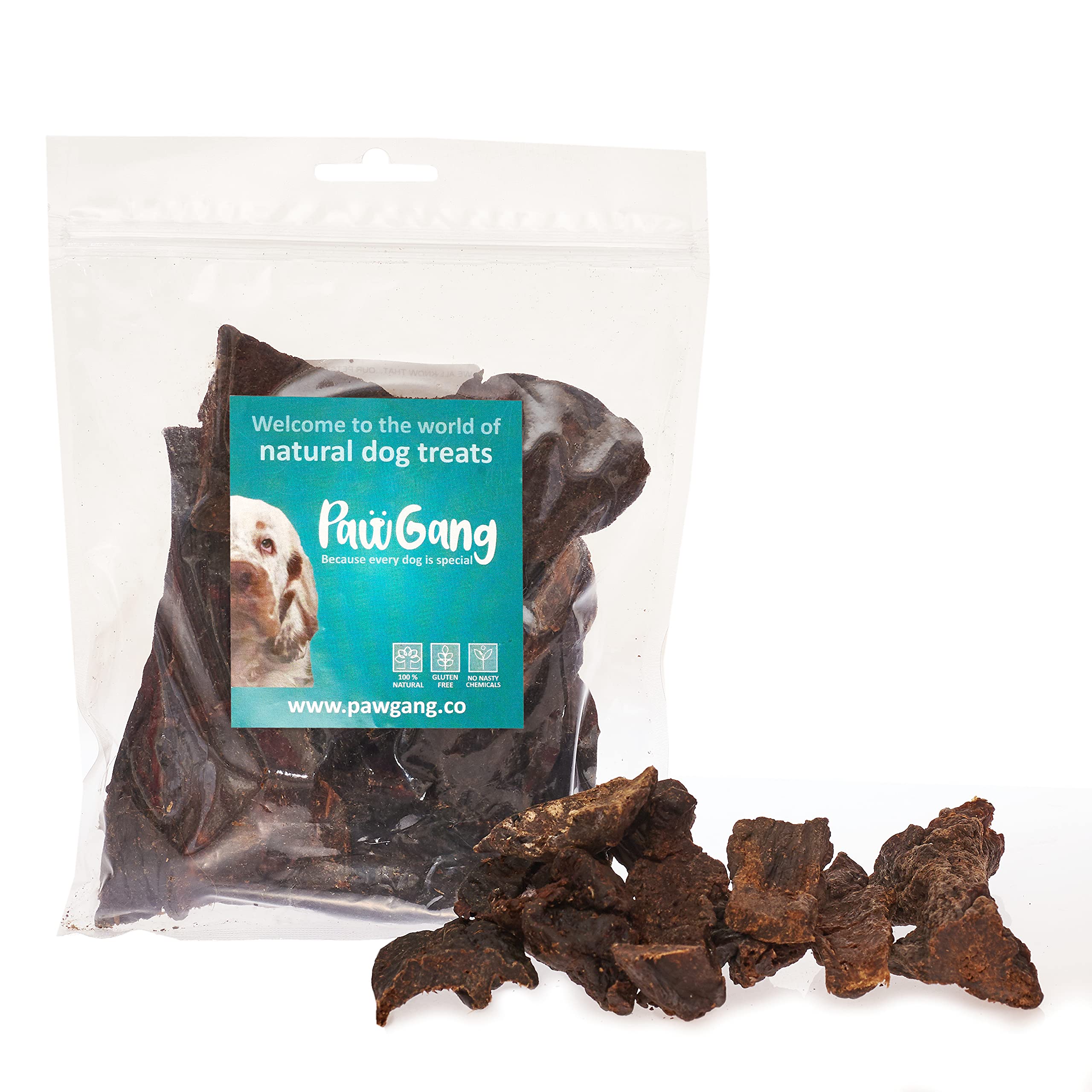 PawGang - Beef Liver 200g - 100% Natural Treats for Dogs Puppies Young Adult Old Small and Large Dog - Tasty Air Dried Chews Snacks - Healthy Hypoallergenic - Low Fat Grain Free - Raw BARF