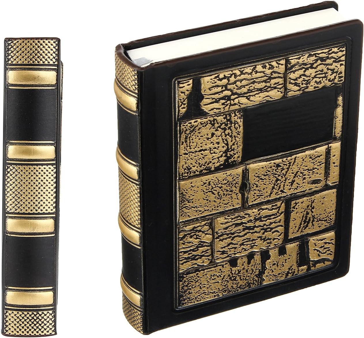 XUAN Small Vintage Thick Blank Notebook A6 Hardback PU Leather Handmade Plain Paper Drawing Writing Design Sketch Book Travel Journal Diary Birthday Anniversary Gift for Women Men Mum 3D Wall Bronze