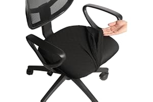 Melaluxe Stretch Jacquard Office Chair Cover, Removable Washable Desk Chair Cover Rotating Chair Seat Slipcover, Black