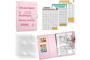 Antner 100 Envelopes Challenge Binder Money Savings Challenges Book to Save $5,050 and $10,000 and $500, A5 Money Saving Plan