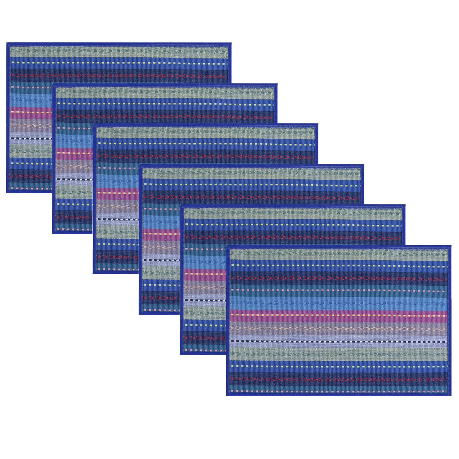 Set of 6 Cloth Placemats,Table Placemats,Easy to Clean Dining Table Mats,Woven Cotton Washable Heat Resistant Non Slip Placemats for Kitchen Table Party (Blue)