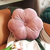 ARTMAGIC Flower Shaped Velvet Decorative Throw Pillow Cushion Ultra Soft Cute Floor Pillow for Couch Bed Sofa (Dusty Pink)