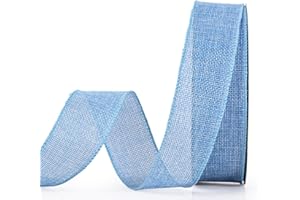 YAMA Burlap Wired Ribbon, Baby Blue, 1-1/2 inch x 20 Yards, for Crafts, Wreath, Bow Making, Gift Wrapping, Christmas and Home Decoration