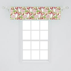 Ambesonne Victorian Window Valance, Apple Tree in