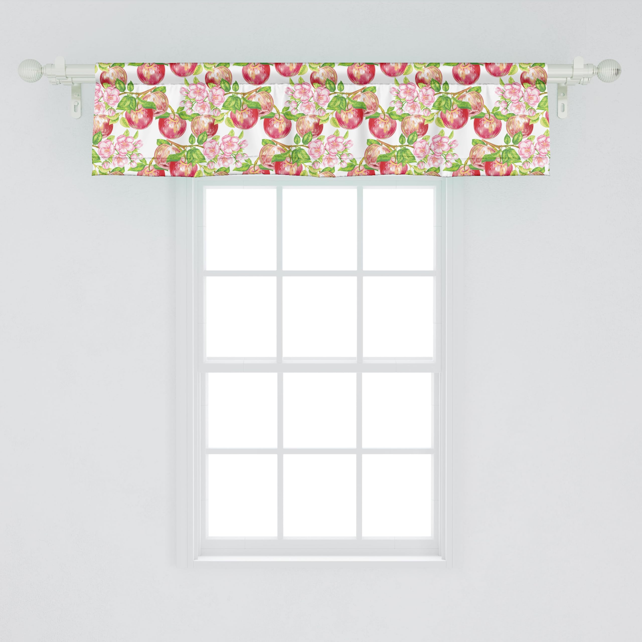 Ambesonne Victorian Window Valance, Apple Tree in