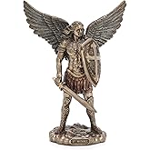 Veronese Design 7 3/4" Archangel Saint Michael Sword and Shield Resin Sculpture Cast Bronze Finish