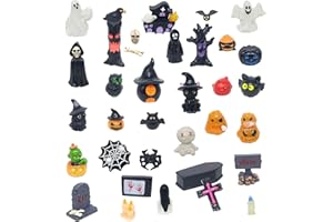 NIBERDA 35 Pcs Resin Mini Halloween Figurines, Tiny Ghosts Figurines Plastic Miniature Small Figures for Hiding