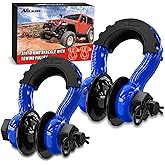Nilight 3/4" D-Ring Shackle w/Snatch Block (2 Pack) 9,500 lb Working Load, 2-in-1 Heavy‑Duty Towing Pulley w/Isolator for Off‑Road Recovery, Winch Cable & Rope, Truck Jeep ATV UTV Tractor, Blue