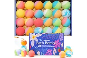 Hemp Oil Bath Bombs Gift Set, 24 Pack Natural Bubble Bath Spa Kit with Pure Essential Oils, Refreshing & Relaxing Bath Gift f