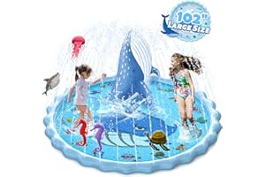 BerrysParadise 90" Splash Pad for Kids, Sprinkler & Splash Play Mat, Extra Large Inflatable Wading Pool with Thicker Material, Summer Outdoor Water Toys for Kids & Dogs