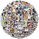 55 Pcs French Bulldog Stickers Pack for Teens Adults, Cute Bulldog Stickers Funny Dog Waterproof Vinyl Stickers and Decals for Luggage Computer Skateboard Phone Guitar Bulldog Party Supplies