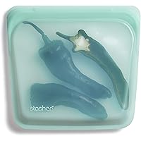 Stasher Reusable Silicone Storage Bag, Food Storage Container, Microwave and Dishwasher Safe, Leak-free, Sandwich, Sky
