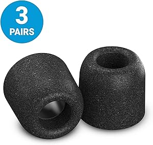 Comply 17-50101-11 Isolation Noise Cancelling Memory Foam Earphone Tips for Anker Soundbuds, KZ ZST, SoundPEATS Q30, Symphonized NRG 3.0 &More, Premium Replacement Noise Reducing Earbud Tips T-500(Medium, 3 Pair), Black