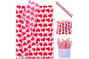 AORZIT Valentine's Day Tissue Paper Bulk 80 Sheets Red Heart Wrapping Tissue Paper Bulk for Gift Bags 14x20 Inch Romantic Tissue Paper for Valentine's Day Mother's Day Birthday Gift Crafts Decor