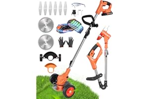 REXLEY Cordless Weed Wacker, Electric Weed Eater Battery Powered, Lightweight Foldable 3 in 1 Stringless Grass Trimmer/Edger Lawn Tool/Brush Cutter with Adjustable Length for Yard Lawns Garden