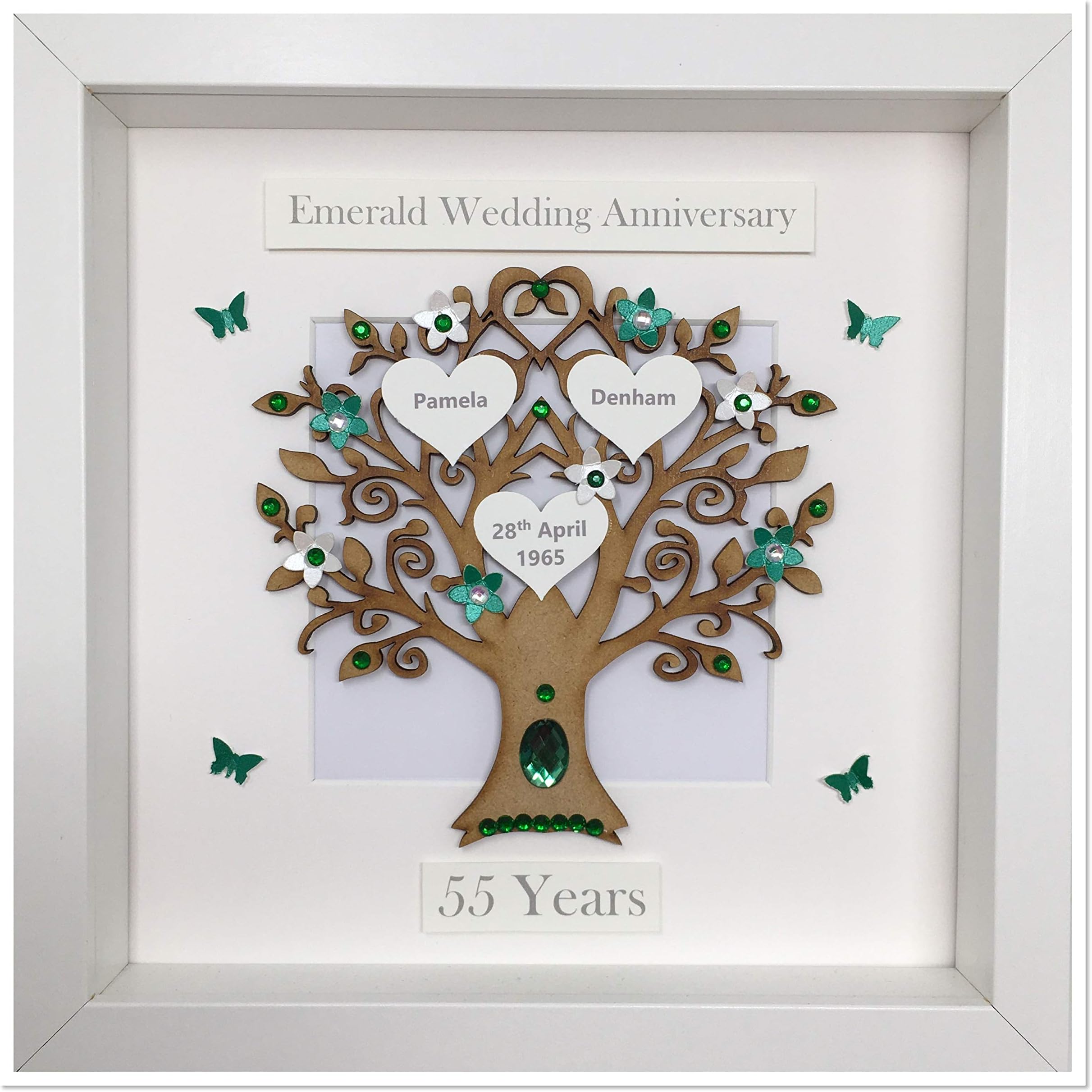 55 Years 55th Emerald Wedding Anniversary Family Tree Picture Frame Gift Personalised - Classic