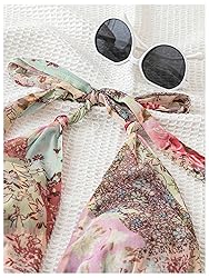 BEAUDRM Women's Floral Print Sleeveless Halter Deep