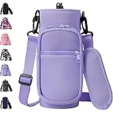 AceTreker 32 40 oz Water Bottle Carrier with Strap, Neoprene Water Bottle Sleeve Bag with 2 Pockets Insulated Flask Sling Holder for Walking Hiking Gym