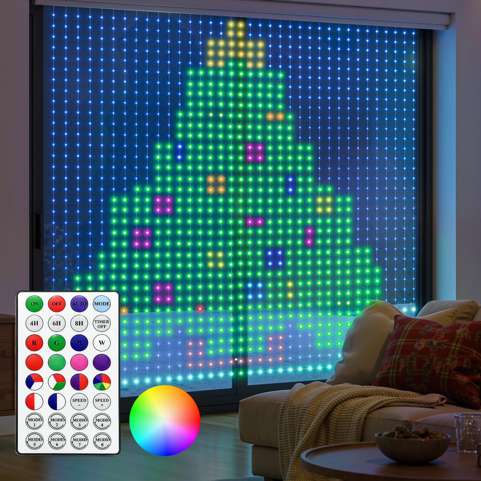 Photo 1 of Brightown 540 RGBIC LED Smart Fairy Lights, 4.9x6.6ft Dynamic Color Changing Christmas String Lights with Remote, IP65 Waterproof Smart Wall Window Lights for Bedroom Living Room Garage