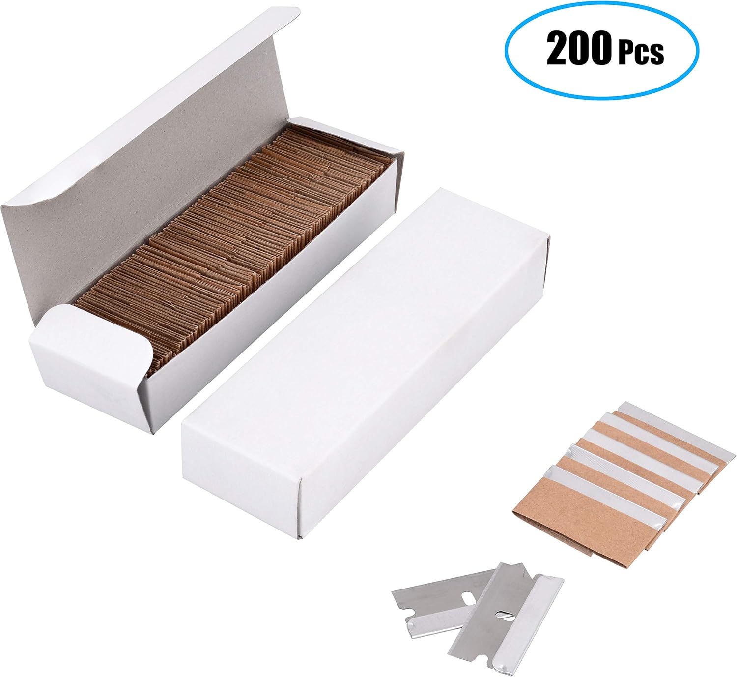 Venhua 200 Pack Single Edge Industrial Razor Blades Economy Single Edge Cutter Blade, Standard Single Edge Razor Blade for Removing Paint, Mastic, Stickers, Putty or Decals, 1.5x0.75 inches
