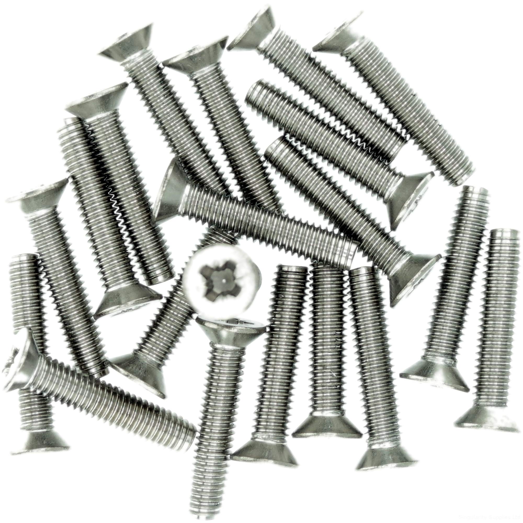 M3 (3mm x 20mm) Pozi Countersunk Thread Rolling Screw - Stainless Steel (A2) (Pack of 20)