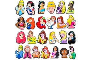 SHIOMAY 25Pcs Cartoon Princess Shoe Charms for Clog Sandals Bracelets Decoration, Cute Charms for Party