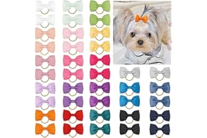 Yxiang Puppy Dog Small Hair Bows with Rubber Bands 40PCS Dog Bows Pet Grooming Hair Accessories for Yorkie Doggies Girl Puppy