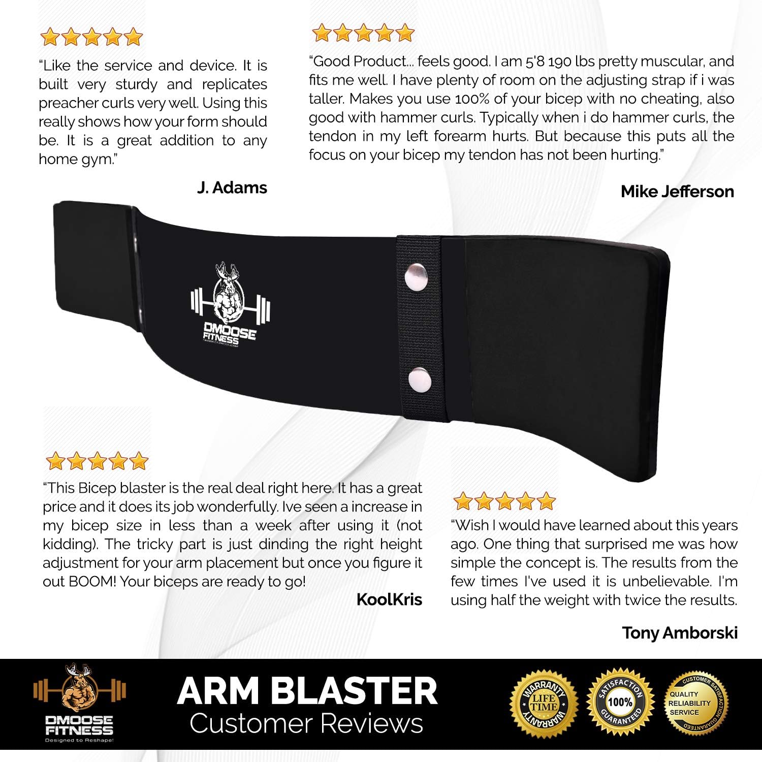 DMoose Fitness Arm Curl Blaster for Bicep Body Building and Muscle Strength Gains, Contoured and Adjustable Isolate for Curling and Weightlifting, Well Balanced Support : Sports & Outdoors