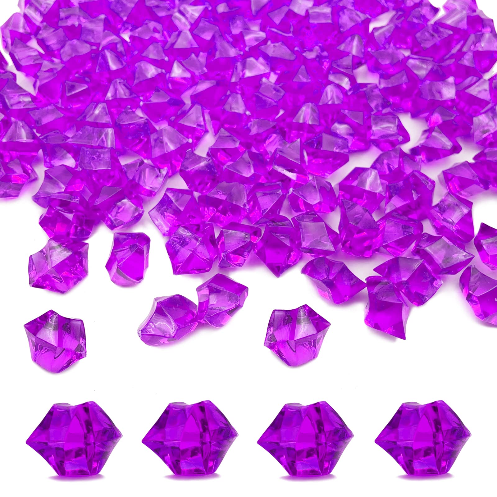 Photo 1 of LYFJXX 150PCS Fake Ice, Fake Crushed Ice Cubes 16 x 22 mm Artificial Acrylic Crystal Diamonds for Vase Fillers,Table Scatter, Wedding Decoration, Photography Props, DIY Crafts Rose red