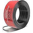 Energeaster 12/2 Low Voltage Landscape Lighting Copper Wire,12 Gauge 2 Conductor,Low Voltage 12 AWG Copper Extension Cord for Speaker, LED, Automotive Wire 12V/24V DC(100FT)