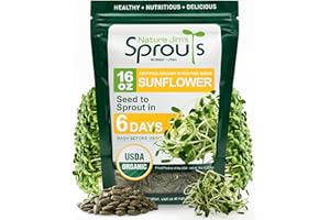Nature Jims Sprouts Sunflower Seed - Certified Organic Black Oil Sunflower Sprouts for Soups - Raw Bird Food Seeds - Non-GMO, Chemicals-Free - Easy to Plant, Fast Sprouting Sunflower Seeds - 8 Oz