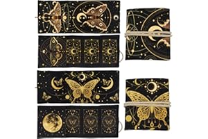 GLOBLELAND 2Pcs Moths Butterflies Tarot Card Holder with Layout Pattern Moon Phases Polyester Tarot Magic Divination Large St