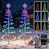 Smart Outdoor Christmas Pathway Lights, RGB Spiral Xmas Trees with App Control, 2-Pack