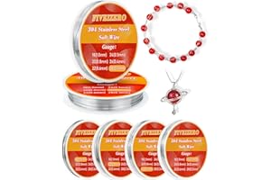 FIVEIZERO Stainless Steel Wire for Jewelry Making,Include 18/20/22/24/26/28 Gauge 304 Stainless Steel Beading Wire Thin Metal Craft Wire for Necklace,Bead Stringing,DIY Jewelry,Floral and Home Crafts