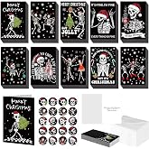 Motiskyy 100 Sets Christmas Cards with Envelopes Sticker, Gothic | 10 Designs, Stickers Included, 6 X 4 Inch Greetings for Xmas Holiday Parties, Church Events, Family Blessings, New Year