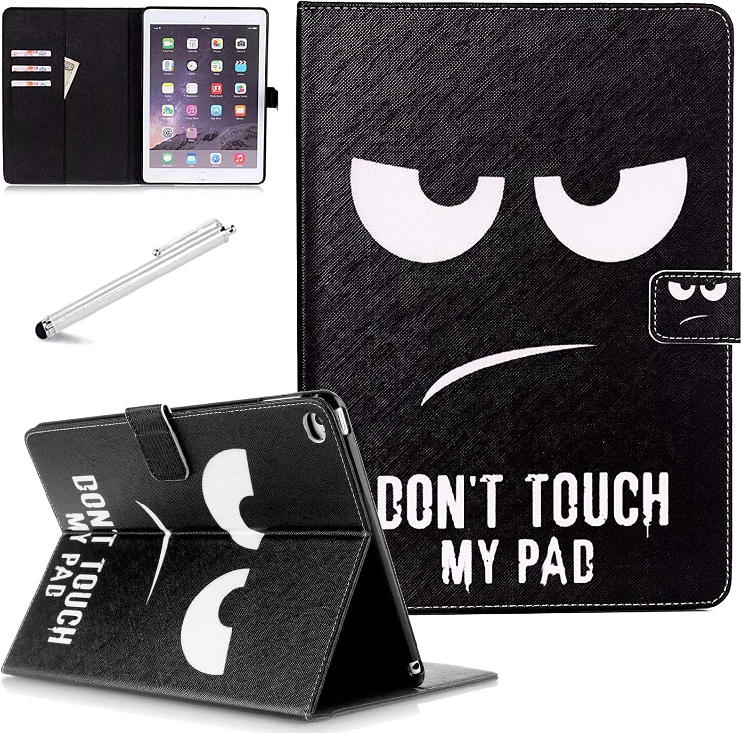 iPad Mini Case, FANCITY Mini 4 Mini 5 Mini 3/2/1 Smart Wake Sleep Case with Kickstand [Card Slot & Pen Holder] PU Leather Protective Cover for Apple iPad Mini 4 Mini 5 2019, Mini 2/3 - Big Eyes