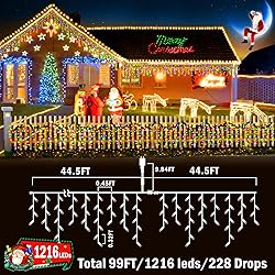 KNONEW 99ft 1216 LED Christmas Lights Outdoor 8