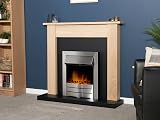 Adam Southwold Oak Black Fireplace Suite Colorado Brushed Steel Electric Fire view 2