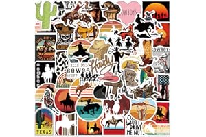 MAIOUSU STORE 50PCS Cowboy Stickers, Country Western Decals Vinyl Waterproof Stickers for Water Bottle Laptop Luggage Helmet Skateboard Snowboard Guitar Scrapbook Phone Gifts for Teens Girls Kids Adult
