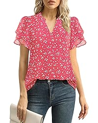 Women's Short Sleeve Tops, Pink Blouses for Women