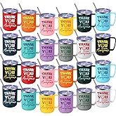 Sieral 24 Pcs Christmas Employee Appreciation Gift Thank You Smile Face Mug Coffee for Being Awesome 17oz Camping Mug with Handle Vacuum Stainless Steel Insulated Travel Tumbler for Hot Cold Drinks