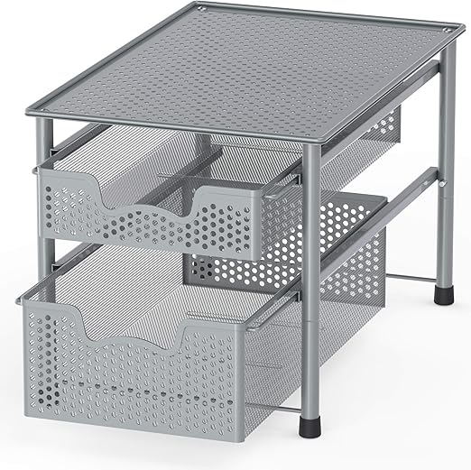 Amazon Com Simple Houseware Stackable 2 Tier Sliding Basket